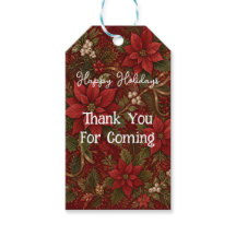 Thank You Family Photo Floral Crimson Christmas
