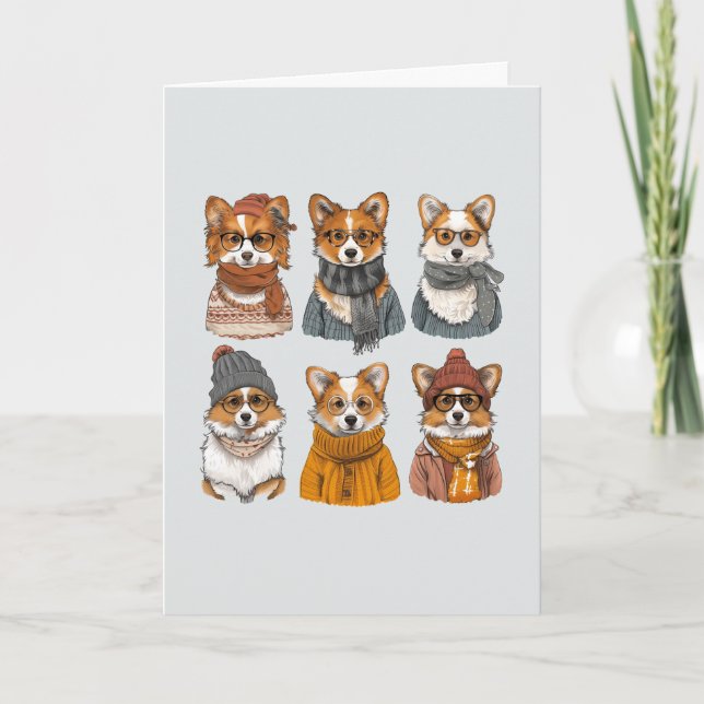Thank You Fashionable Welsh Corgi Dogs (Front)