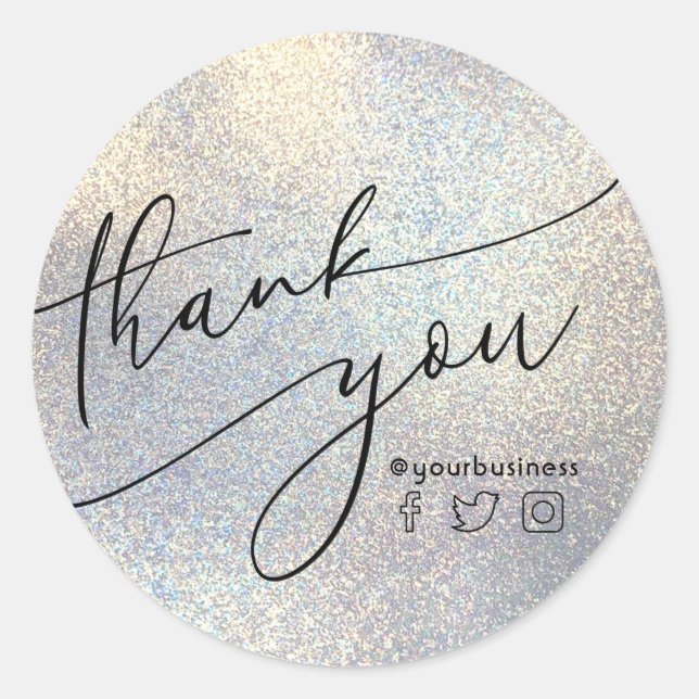 thank you faux glitter classic round sticker (Front)