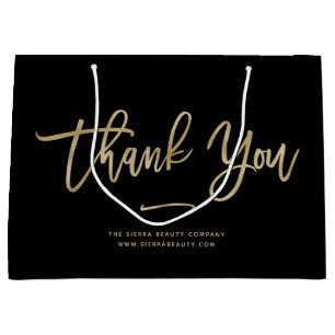 Thank You   Faux Gold Custom Retail Shopping Bag