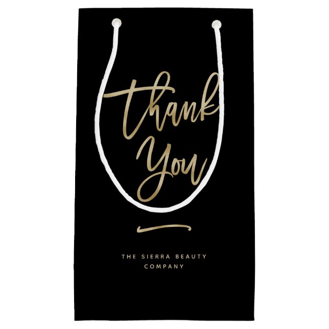 Thank You | Faux Gold Custom Retail Shopping Bag (Front)