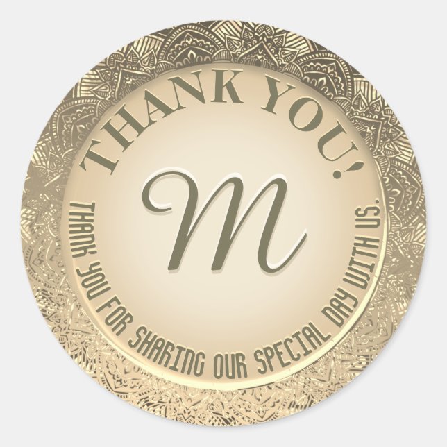 Thank You | Faux Gold Foil Classic Round Sticker (Front)
