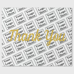 Thank You Faux Gold Script Your Logo Here Template Wrapping Paper