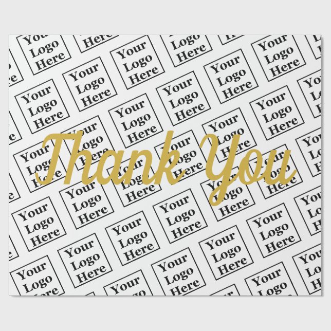 Thank You Faux Gold Script Your Logo Here Template Wrapping Paper (Flat)