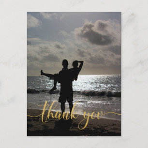 Thank You Faux Gold Typography Personalized Postcard