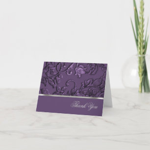 Thank You Faux Metallic Embossed Damask in Plum