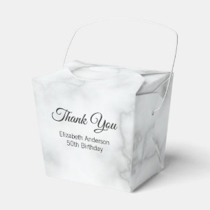 Thank You Faux White Marble Elegant Adult Birthday Favor Box