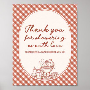 Thank You Favour Baby Q BBQ Couples Baby Shower Poster