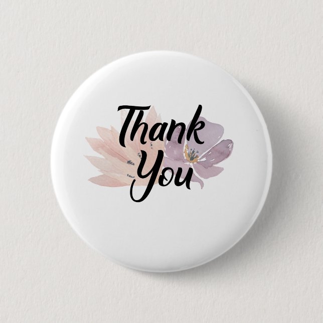 Thank You Favour Floral 2 Inch Round Button (Front)