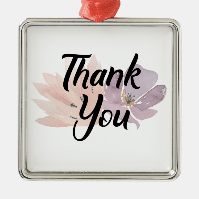Thank You Favour Floral Metal Ornament (Front)