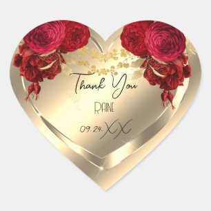 Thank You Favour Flower Heart Bridal Sweet 16t Gol Sticker