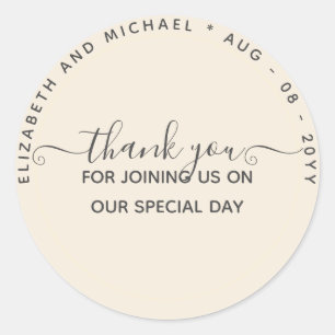 Thank You Favour Monochrome Classic Round Sticker