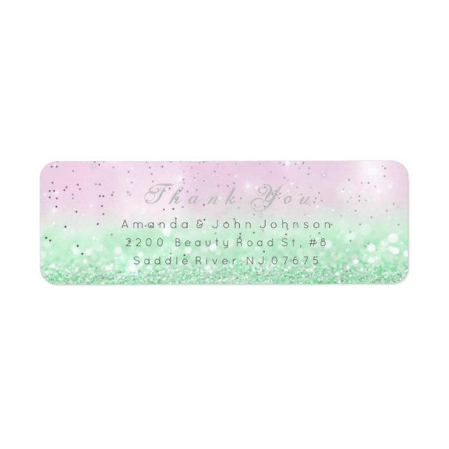Thank You Favour Ombre Silver Mint Pink Pastel (Front)