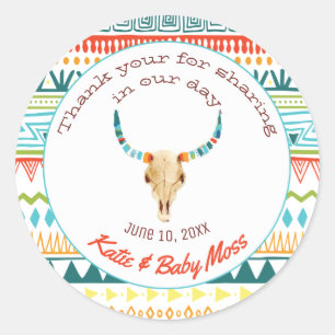 Thank You Favour Sticker Boho Chic