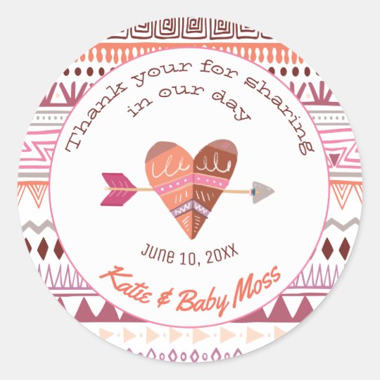 Thank You Favour Sticker {Boho Chic}