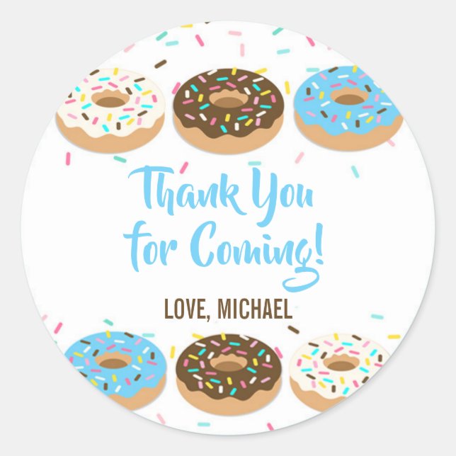 Thank You Favour Stickers Blue Doughnuts (Front)