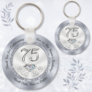 Thank You, Favours for 75th Birthday, 75th DIAMOND Keychain