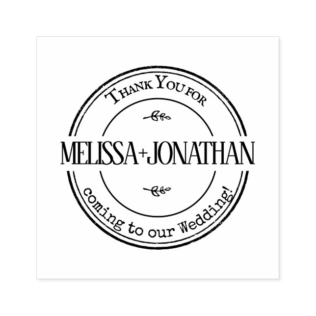 Thank You Favours Wedding Rustic Round Vintage Rubber Stamp (Imprint)