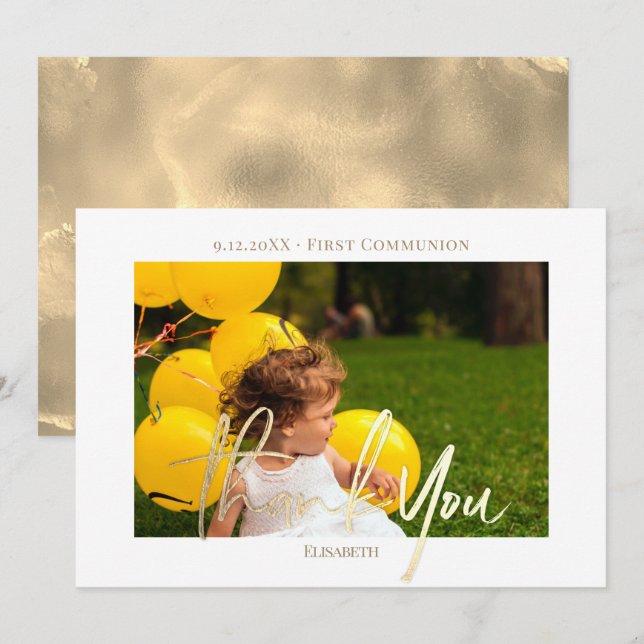 Thank You First Communion Photo Card with Envelope (Front/Back)