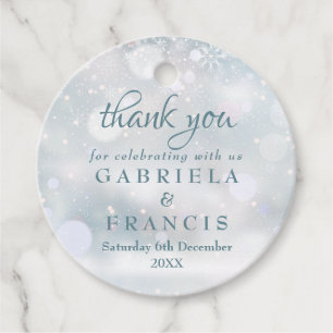 Thank You First Winter Snowflakes Wedding Favour T Tags