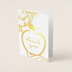 Thank You Floral Apple Gold Foil Card