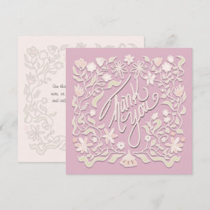 Thank You Floral Border Illustrated Square Cards