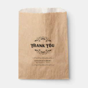 Thank You Floral Custom Wedding Names & Date Favour Bag