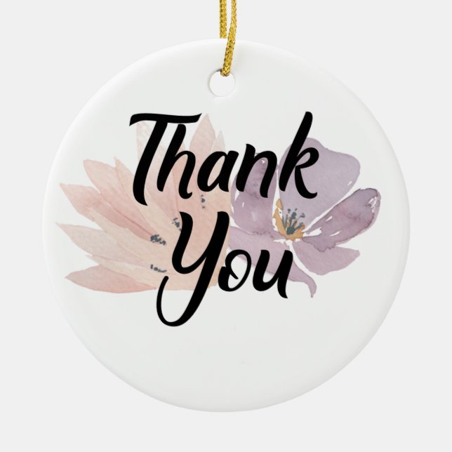 Thank You Floral Design Ceramic Ornament (Front)