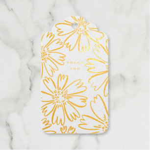 Thank you floral design with photo inside foil  gift tags