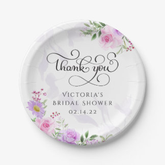 Thank You Floral Elegant Bridal Shower Paper Plate