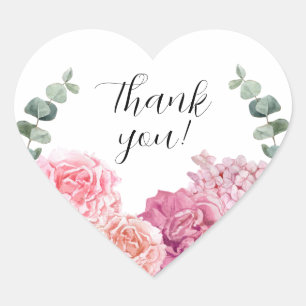 Thank you floral heart sticker