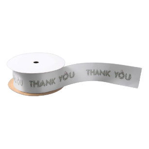 Thank You Floral Outlined Satin Ribbon