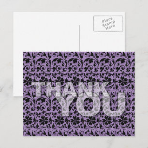 Thank You Floral Pattern Postcard Purple