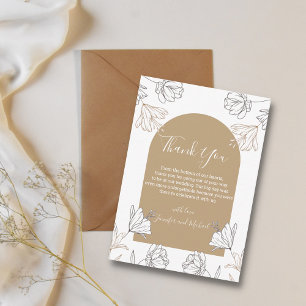thank you floral terracotta arch minimal wedding card