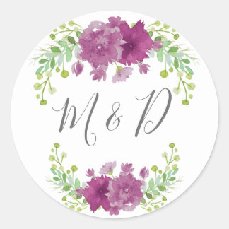 THANK YOU FLORAL VIOLET ROUND STICKER