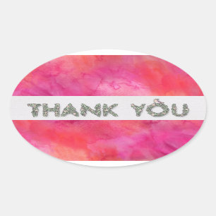 Thank You Floral with Bright Background Oval Sticker