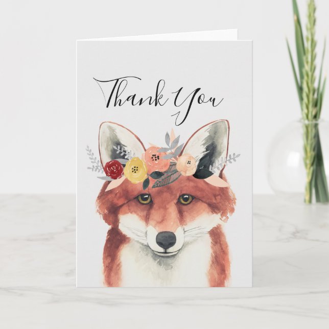 Thank You | Flower Crown Forester Fox Card (Front)