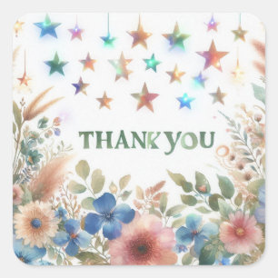 thank you flower design  square sticker