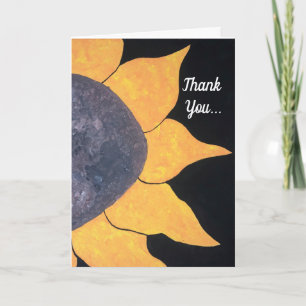Thank You Flower Painting Yellow Brown Card