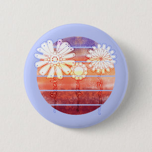 Thank You Flowers at Sunset - Light Blue 2 Inch Round Button