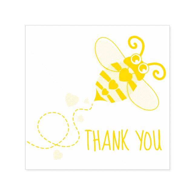 Thank you flying bumble bee hearts stamp (Design)
