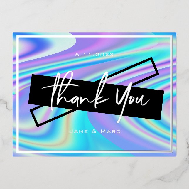 Thank You Foil Cards Bold Vibrant Holographic (Front)
