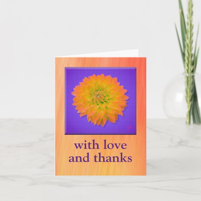 Thank you folded card with dahlia by Jo Images (Front)