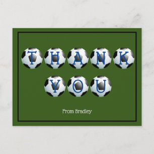 Thank You Football Soccer Custom Personalized Postcard