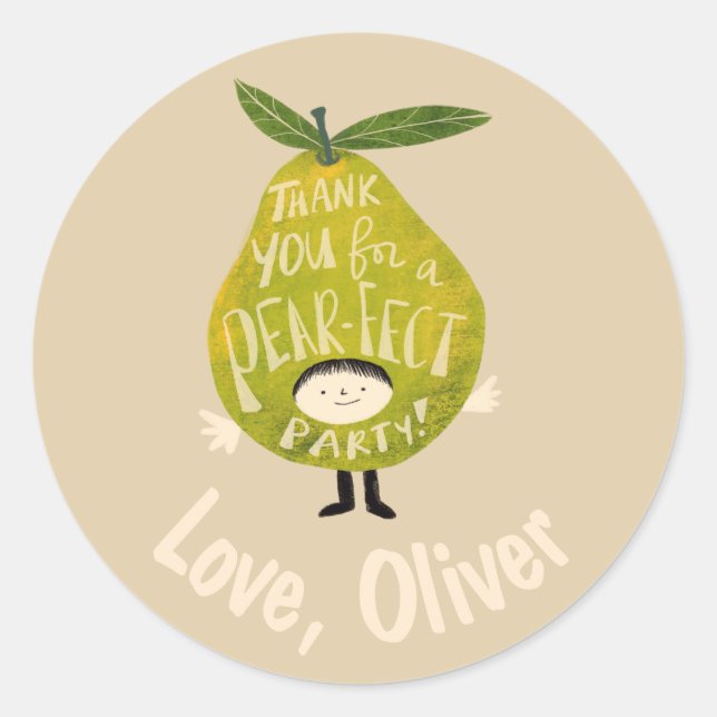 Thank you for a pear-fect party funny pear drawing classic round sticker (Front)