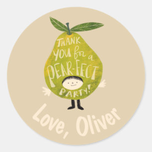 Thank you for a pear-fect party funny pear drawing classic round sticker