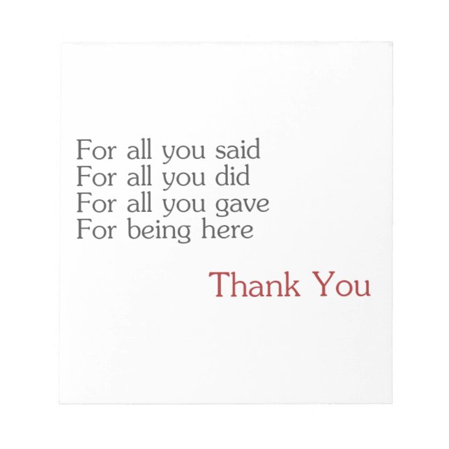 Thank you for all notepad (Front)