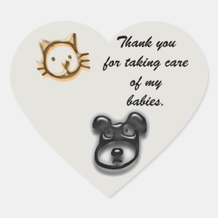 Thank You for Animal Caregiver Cat and Dog Heart Sticker