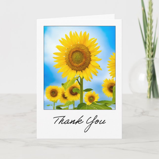 Thank You For Anyone Beautiful Sunflower Photo Holiday Card (Front)