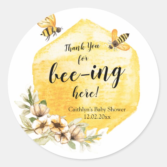 Thank you for bee-ing here favour sticker (Front)